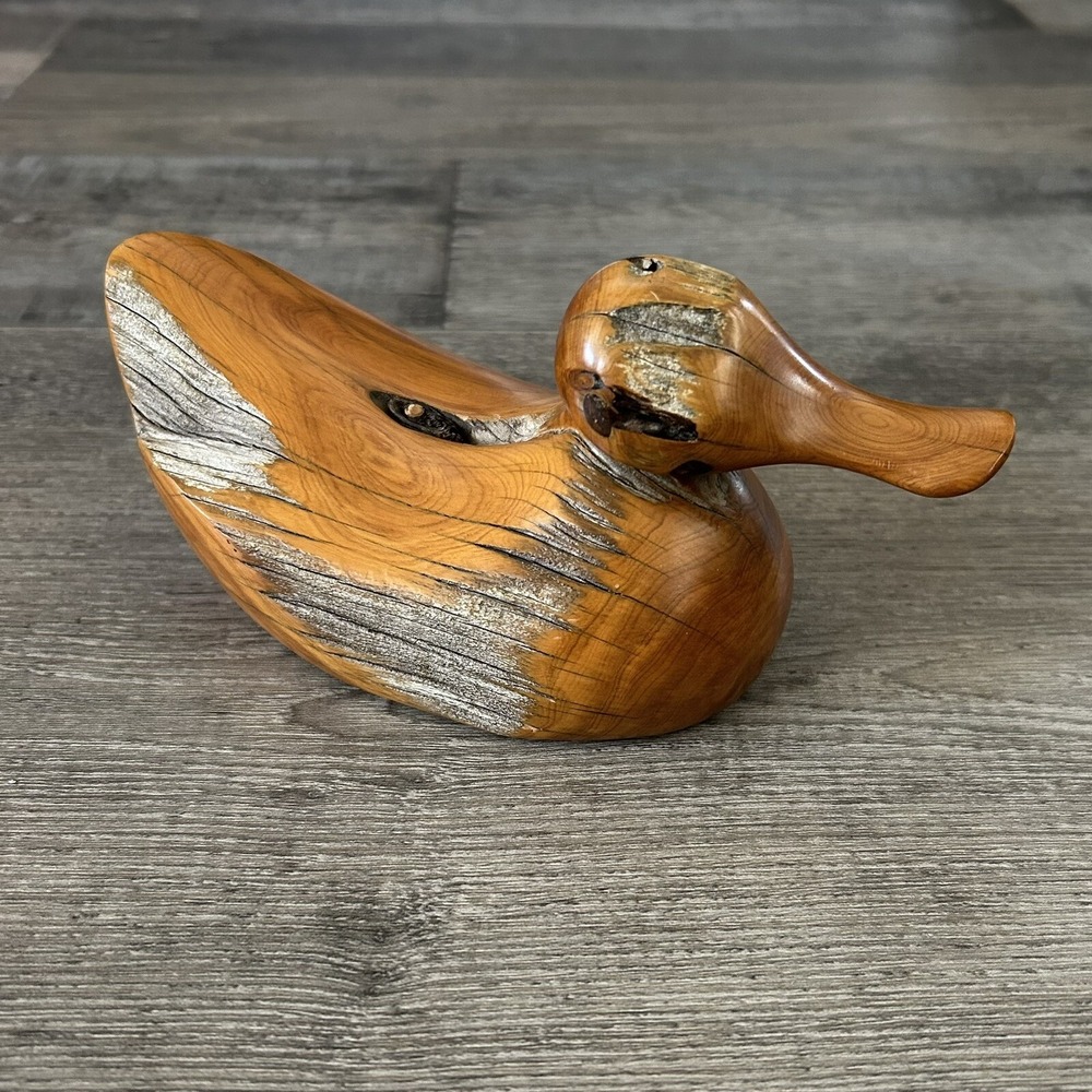 Dave‎ Hughes Driftwood Duck Texas Guadalupe River Carved Sculpture Artist Signed
